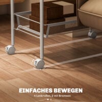 Küchenwagen Rollwagen mit 5 Körben und Rollen für Küche weiss