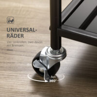 Küchenwagen Beistellwagen Rollwagen mit 2 Ablagen Schwarz