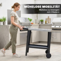 Küchenwagen Servierwagen mit Rollen und Haken Edelstahl schwarz
