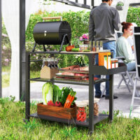 Küchenwagen Outdoor mit Regal und Rollen für Garten und Terrasse