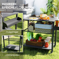 Küchenwagen Outdoor mit Regal und Rollen für Garten und Terrasse