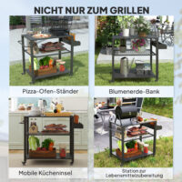 Küchenwagen Outdoor mit Regal und Rollen für Garten und Terrasse