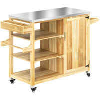 Küchenwagen Outdoor mit Schrank und Rollen aus Holz Edelstahl
