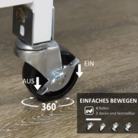 Küchenwagen Servierwagen mit 3 Schubladen Weiss-Natur