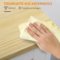 Küchenwagen Servierwagen mit 3 Schubladen Weiss-Natur