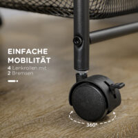 Küchenwagen Servierwagen Rollwagen mit 4 Körben Schwarz