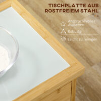 Küchenwagen Servierwagen Schrank mit Schublade aus Bambus Natur