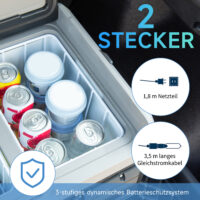 Kühlbox für Auto, 30L, elektrisch mit LCD-Anzeige, Farbe Weiß.