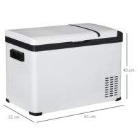 Kühlbox für Auto, 30L, elektrisch mit LCD-Anzeige, Farbe Weiß.
