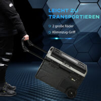 Kühlbox für Auto, 40L, mit LED, tragbar und leistungsstark, Farbe Grau & Schwarz.