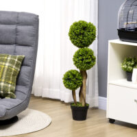 Künstlicher Buchsbaum 90 cm mit UV-Schutz in Hellgrün, realistische Optik.