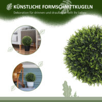 Künstliche Zeder 45 cm hoch im 2er-Set als Dekopflanze für Indoor & Outdoor in Grün.
