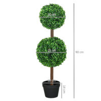 Künstlicher Buchsbaum im 2er-Set, 90 cm hoch, pflegeleicht und dekorativ.