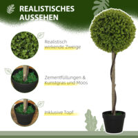 Künstlicher Eukalyptus im 2er-Set, 90 cm hoch, im Topf für Büro, Garten und Zuhause in Grün.