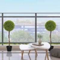 Künstlicher Eukalyptus im 2er-Set, 90 cm hoch, im Topf für Büro, Garten und Zuhause in Grün.