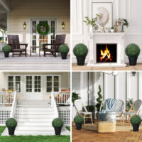 Künstlicher Lavendel im 2er-Set, 42 cm hoch, in Kugelform, Violett-Grün.