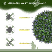 Künstlicher Lavendel im 2er-Set, 42 cm hoch, in Kugelform, Violett-Grün.