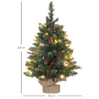 Künstlicher Weihnachtsbaum Christbaum 60cm mit 50 LEDs & Tannenzapfen