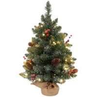 Künstlicher Weihnachtsbaum Christbaum 60cm mit 50 LEDs & Tannenzapfen
