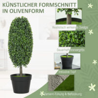 Pflanzen Kunstbaum künstlich 2er-Set im Topf UV-beständig grün