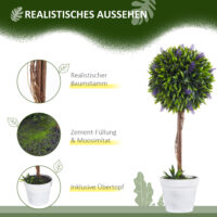 Kunstpflanzen Lavendel im 2er-Set, 60 cm hoch, für Innen- und Außenbereiche.