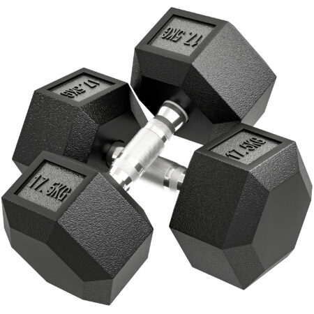 Kurzhantel mit Anti-Rutsch-Griff 35kg schwarz silber