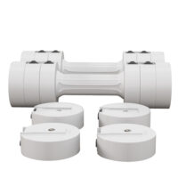 Weißes Kurzhanteln-Set 2x2,5kg mit anpassbarem Gewicht und Kunststoffgehäuse.