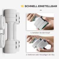 Weißes Kurzhanteln-Set 2x2,5kg mit anpassbarem Gewicht und Kunststoffgehäuse.