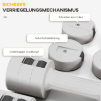 Weißes Kurzhanteln-Set 2x2,5kg mit anpassbarem Gewicht und Kunststoffgehäuse.