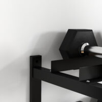 Kurzhantelständer zur Wandmontage, platzsparend für 70 kg Gewichte und Kettlebells, Fitnesszubehör.