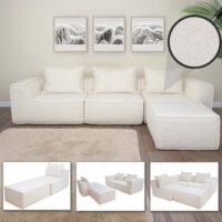 L-Sofa Lounge-Couch mit Ottomane modular rechts links 63x270x190cm creme