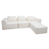 L-Sofa Lounge-Couch mit Ottomane modular rechts links 63x270x190cm creme
