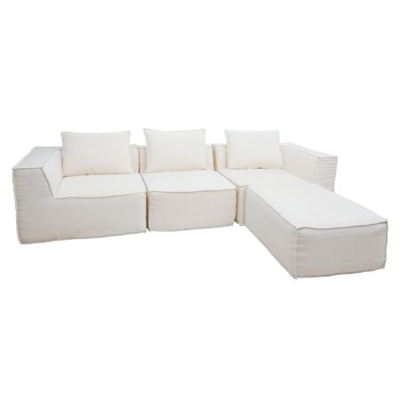 L-Sofa Lounge-Couch mit Ottomane modular rechts links 63x270x190cm creme