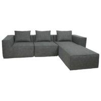L-Sofa Lounge-Couch mit Ottomane modular rechts links 63x270x190cm dunkelgrau