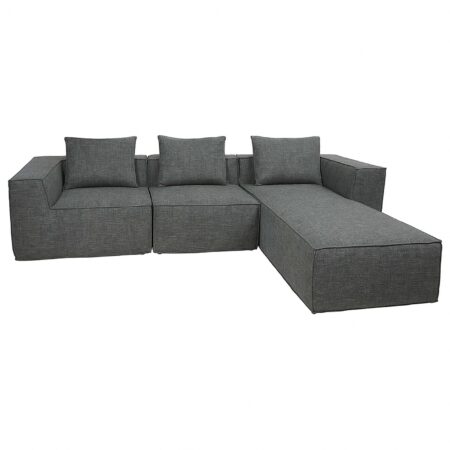 L-Sofa Lounge-Couch mit Ottomane modular rechts links 63x270x190cm dunkelgrau
