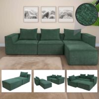 L-Sofa Lounge-Couch mit Ottomane modular rechts links 63x270x190cm grün