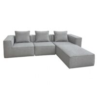 L-Sofa Lounge-Couch mit Ottomane modular rechts links 63x270x190cm hellgrau