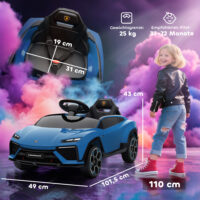 Kinder Elektroauto Lamborghini 12V mit Fernbedienung LED und Musik blau