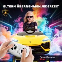 Kinder Elektroauto Lamborghini 12V mit Fernbedienung LED und Musik gelb