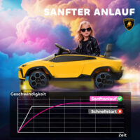 Kinder Elektroauto Lamborghini 12V mit Fernbedienung LED und Musik gelb