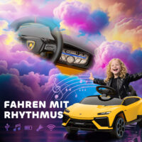 Kinder Elektroauto Lamborghini 12V mit Fernbedienung LED und Musik gelb