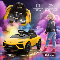 Kinder Elektroauto Lamborghini 12V mit Fernbedienung LED und Musik gelb