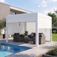 Lamellen Pergola Stanley Aluminium mit Lamellen Seitenwand 3x3m weiss