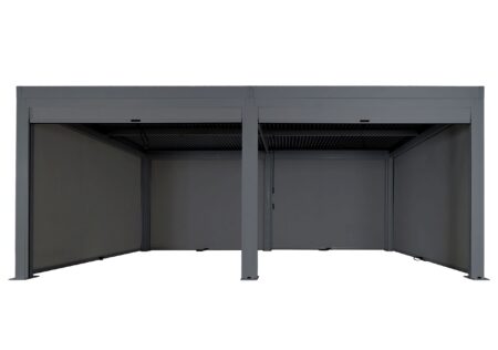 Lamellen Pergola Stanley Alu mit 6 Seitenwänden Rollo 3x6m anthrazit