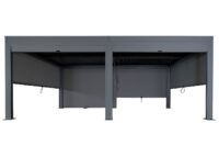 Lamellen Pergola Stanley Alu mit 6 Seitenwänden Rollo 3x6m anthrazit