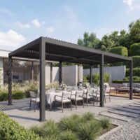 Lamellen Pergola Stanley Aluminium Pavillon 3x6m anthrazit
