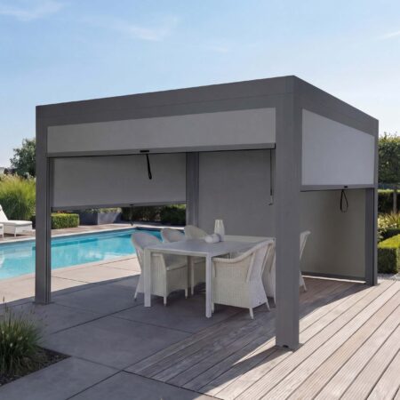 Lamellen Pergola Stanley Gartenpavillon Alu Seitenwand 3x4m anthrazit