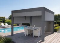 Lamellen Pergola Stanley Gartenpavillon Alu Seitenwand 3x4m anthrazit