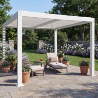 Lamellen Pergola Stanley Aluminium mit Lamellendach Regenrinne 3x3m weiss