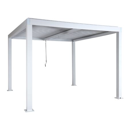 Lamellen Pergola Stanley Aluminium mit Lamellendach Regenrinne 3x3m weiss